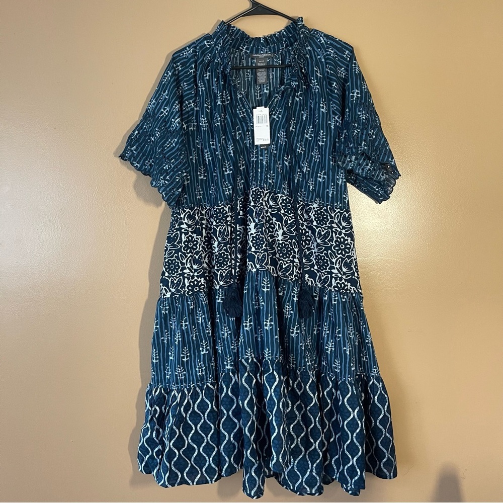 Chelsea & Theodore Blue and White Boho Dress size 1X New with tags - Picture 13 of 13